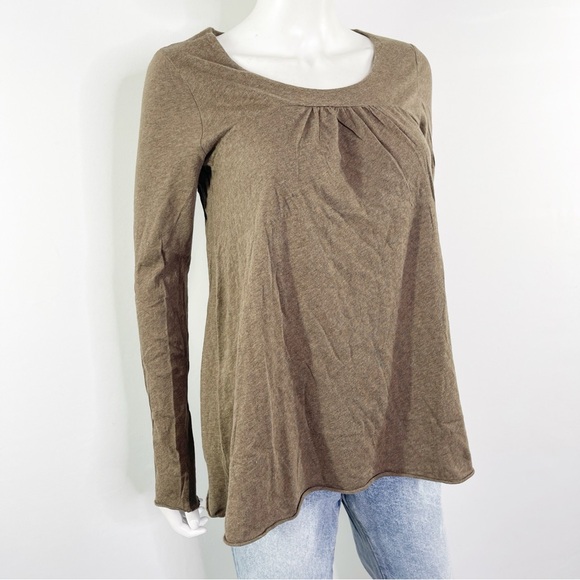 J. Crew Brown Long Sleeve T-Shirt Top Size S Long Sleeve Round Neck Casual New - Picture 4 of 9